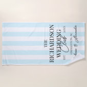 Blue Stripe Social Club Custom Wedding Merch Favor Strandtuch (Vorderseite)