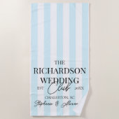 Blue Stripe Social Club Custom Wedding Merch Favor Strandtuch (Vorderseite)