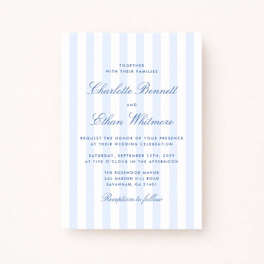 Blue Stripe Wedding Invitation Einladung