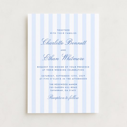 Blue Stripe Wedding Invitation Einladung