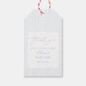 Blue Striped Baptism Thank You Geschenkanhänger (Vorderseite)