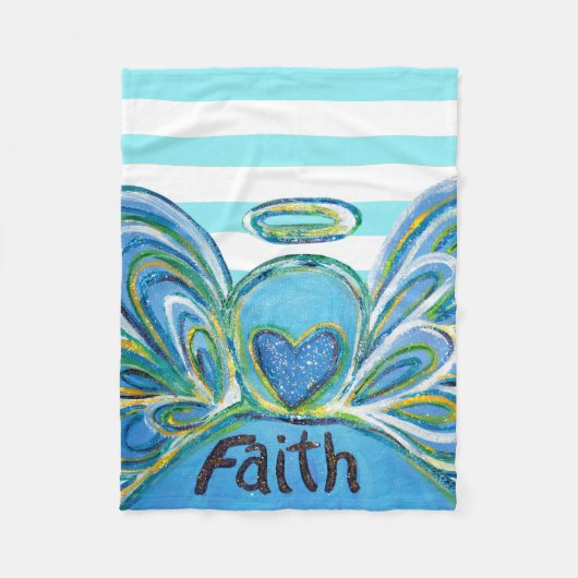 Blue Striped Faith Guardian Angel Chemo Blanket Fleecedecke (Vorderseite)