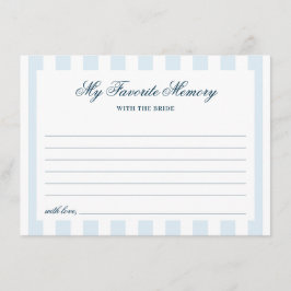 Blue Striped Favorite Memory Bridal Shower Begleitkarte