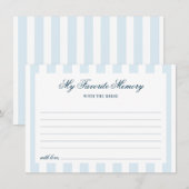 Blue Striped Favorite Memory Bridal Shower Begleitkarte (Vorne/Hinten)