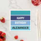 Blue Striped Happy Birthday Serviette (Beispiel)