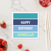 Blue Striped Happy Birthday Serviette (Beispiel)