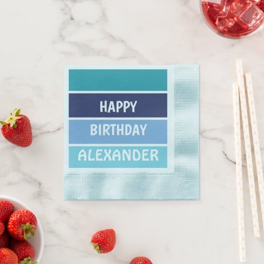 Blue Striped Happy Birthdy Serviette (Beispiel)