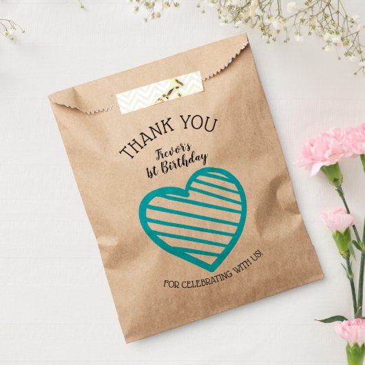 Blue Striped Heart Vielen Dank Geschenktütchen (Versiegelt)