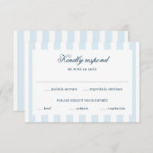 Blue Striped RSVP Karte (Vorne/Hinten)