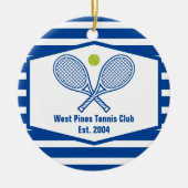 Blue Striped Tennis Custom Country Club Keramik Ornament (Vorne)