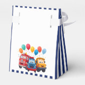 Blue Striped Truck Birthday Theme Geschenkschachtel (Rückseite)