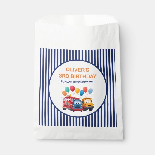 Blue Striped Truck Birthday Theme Geschenktütchen