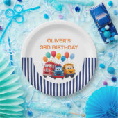 Blue Striped Truck Birthday Theme Pappteller (Party)