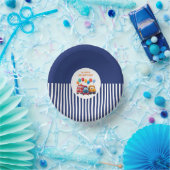 Blue Striped Truck Birthday Theme Pappteller (Party)