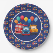 Blue Striped Truck Birthday Theme Pappteller (Vorderseite)