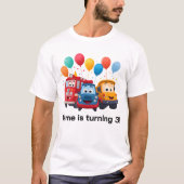 Blue Striped Truck Birthday Theme T-Shirt (Vorderseite)