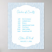 Blue Striped Wedding Schedule Order of Events Poster (Vorne)