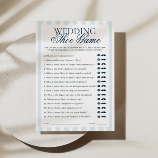 Blue Striped Wedding Show Game Card Einladung