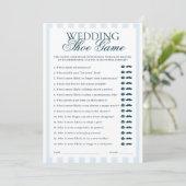 Blue Striped Wedding Show Game Card Einladung (Stehend Vorderseite)