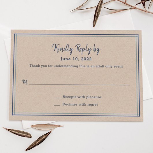 Blue Stripes Adult nur Hochzeit RSVP-Karte RSVP Karte