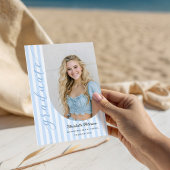Blue Stripes Aesthetic Graduation Invitation Einladung