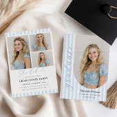 Blue Stripes Aesthetic Graduation Invitation Einladung