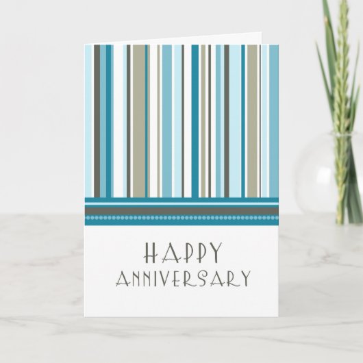 Blue Stripes Anniversary Card Karte (Vorderseite)