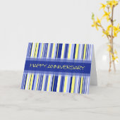 Blue Stripes Anniversary Card Karte (Gelbe Blume)