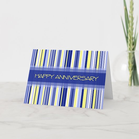 Blue Stripes Anniversary Card Karte (Vorderseite)