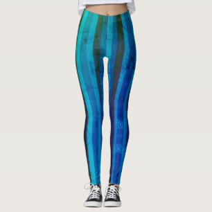 Blue Stripes Aqua Mod Leggings