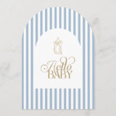 Blue Stripes Arch Vintage Boy Baby Shower Einladung (Rückseite)