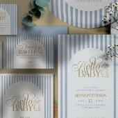 Blue Stripes Arch Vintage Boy Baby Shower Pappteller