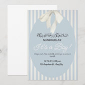 Blue Stripes Baby Boy Ankündigung Aqiqah Einladung (Vorne/Hinten)