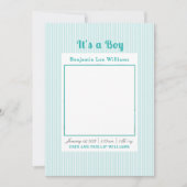 Blue Stripes Baby Boy Foto Geburtsankündigung Einladung (Vorderseite)