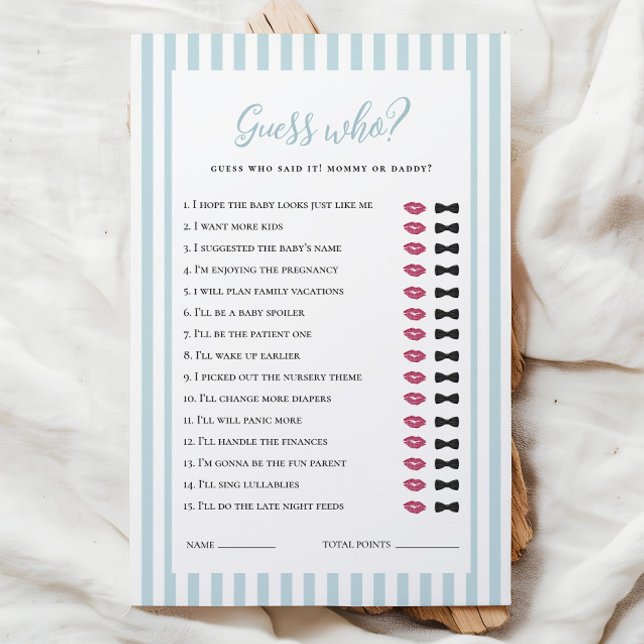 Blue Stripes Baby Dusche Ratgeber Wer Spiel (Von Creator hochgeladen)