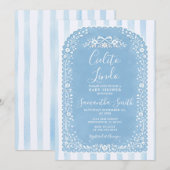 Blue Stripes Baby Shower Cielito Lindo Talavera Einladung (Vorne/Hinten)