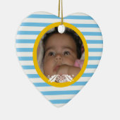 Blue stripes Baby's 1. Weihnachts-Foto Ornament (Rechts)