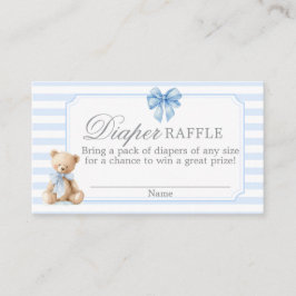 Blue Stripes Bear Baby shower Diaper Raffle Card Begleitkarte