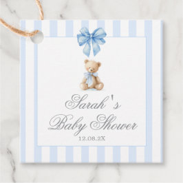 Blue Stripes Bear Baby Shower Favor Tags Geschenkanhänger