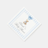 Blue Stripes Bear Baby Shower Serviette (Ecke)