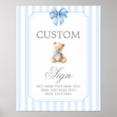 Blue Stripes Bear Customized sign Poster (Vorne)