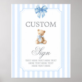 Blue Stripes Bear Customized sign Poster