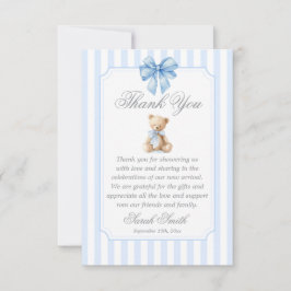 Blue Stripes Bear Grand millennial Dankeskarte