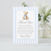 Blue Stripes Bear Grand millennial Dankeskarte (Stehend Vorderseite)