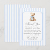 Blue Stripes Bear Grand millennial Dankeskarte (Vorne/Hinten)