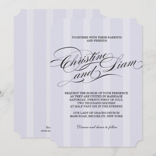 Blue Stripes Blühe Skriptaufenthalt Einladung (Vorne/Hinten)