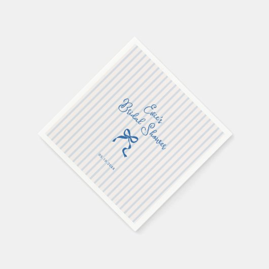 Blue Stripes Bow-Brautparty Serviette (Ecke)