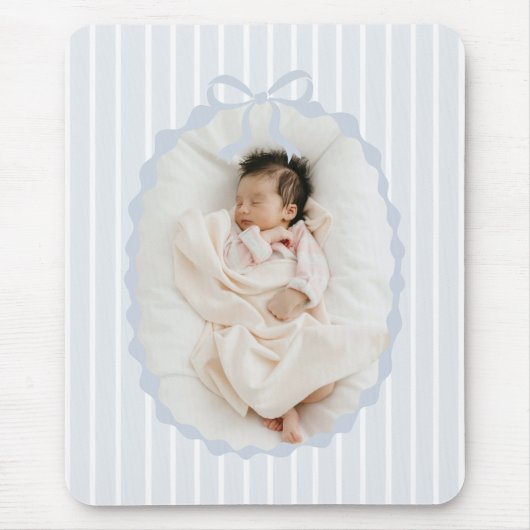 Blue Stripes Bow Frame Custom Photo Mousepad (Vorne)
