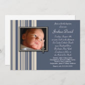 Blue Stripes Boy Foto Weihnachten Einladungen (Vorne/Hinten)