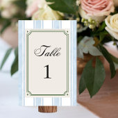 Blue Stripes Coastal Vintage Beach Retro Wedding Tischnummer